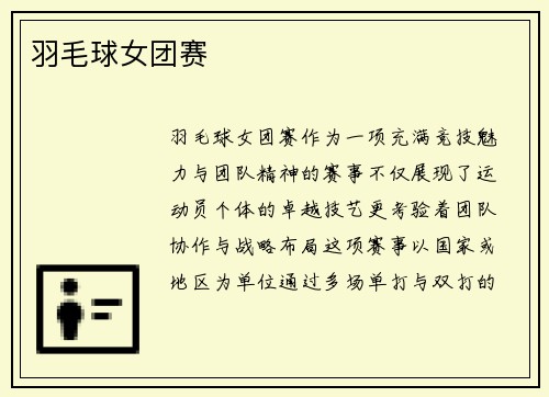 羽毛球女团赛